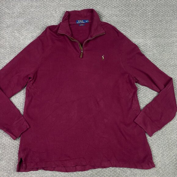 Polo Ralph Lauren Estate Rib 1/4 Zip Sweater Men's XL Burgundy Maroon Knit - Picture 1 of 10